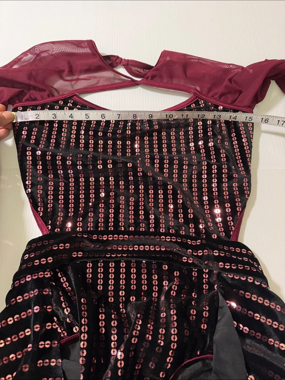 Weissman Elite dance costume burgundy red velvet Need You Tonight D11810 MA